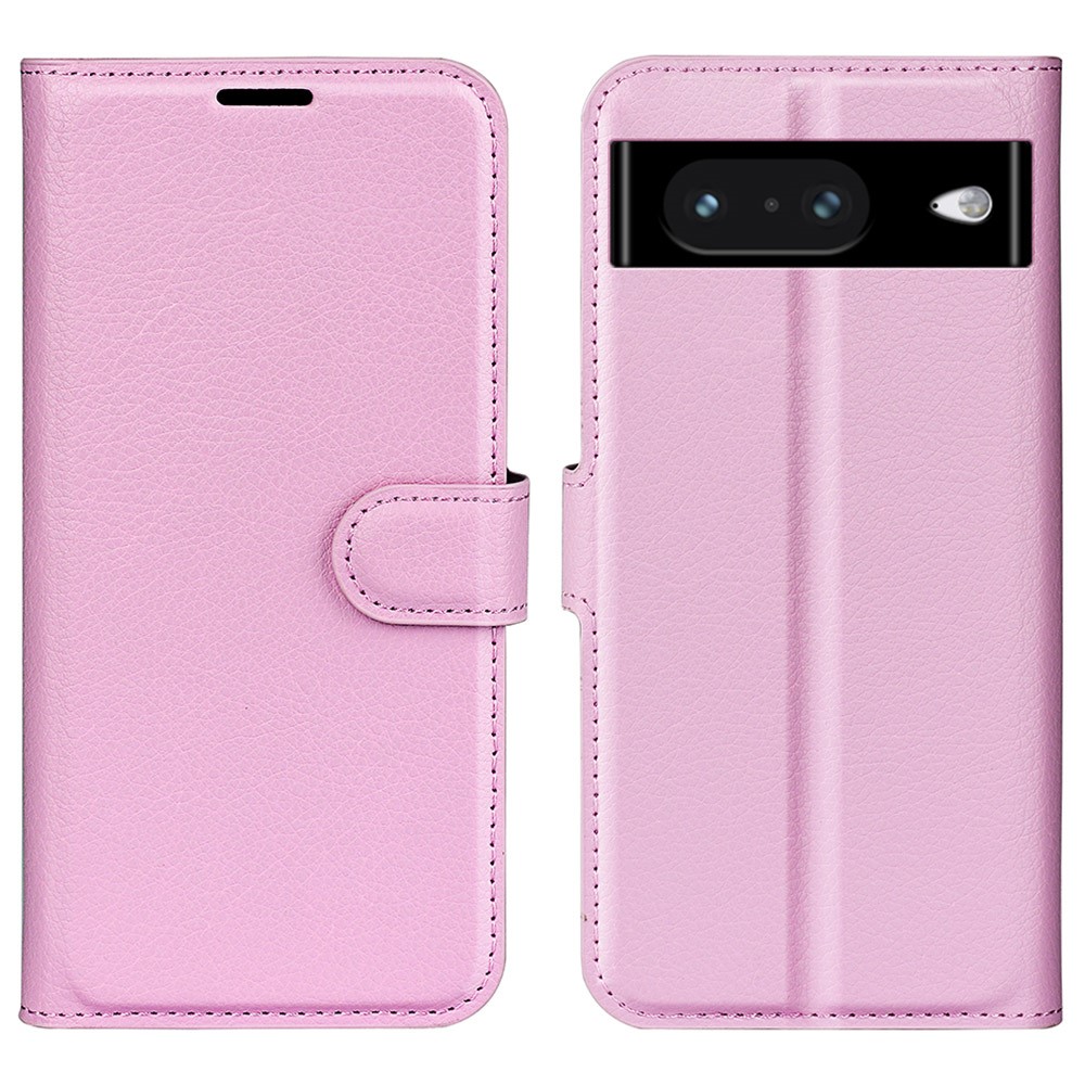 Google Pixel 8 Fodral Litchi Textur Ljus Rosa