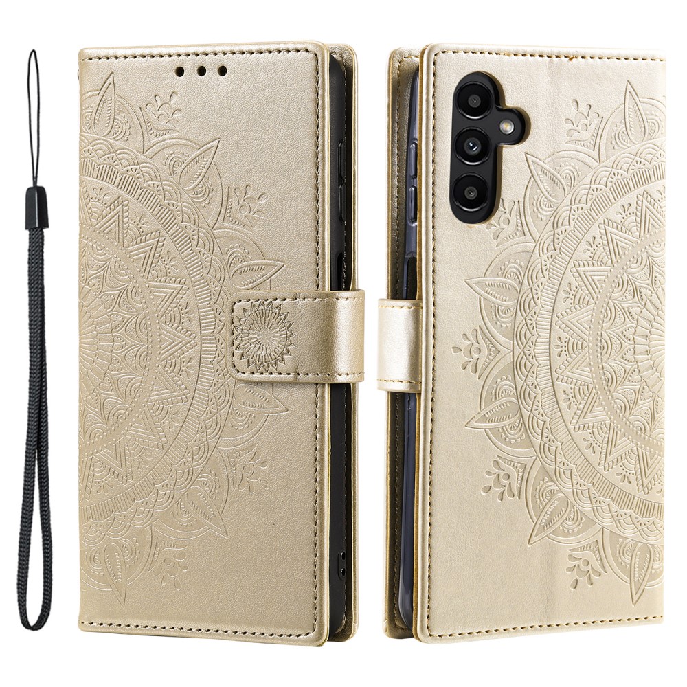 Samsung Galaxy S23 FE Fodral Mandala Lder Guld