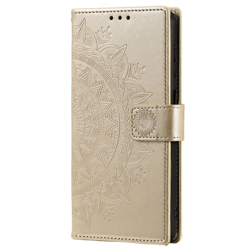 Samsung Galaxy S23 FE Fodral Mandala Lder Guld