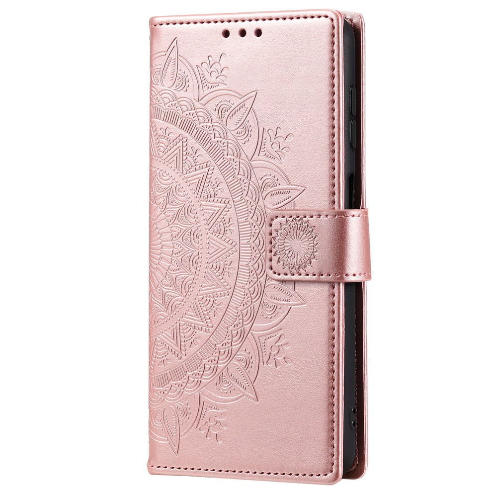 Samsung Galaxy S23 FE Fodral Mandala Lder Rosguld