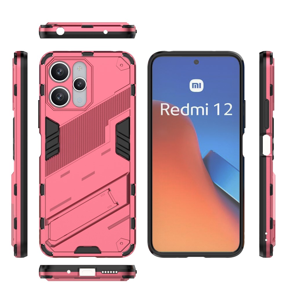 Xiaomi Redmi 12 5G/4G Skal Kickstand Hybrid Armor Rosa