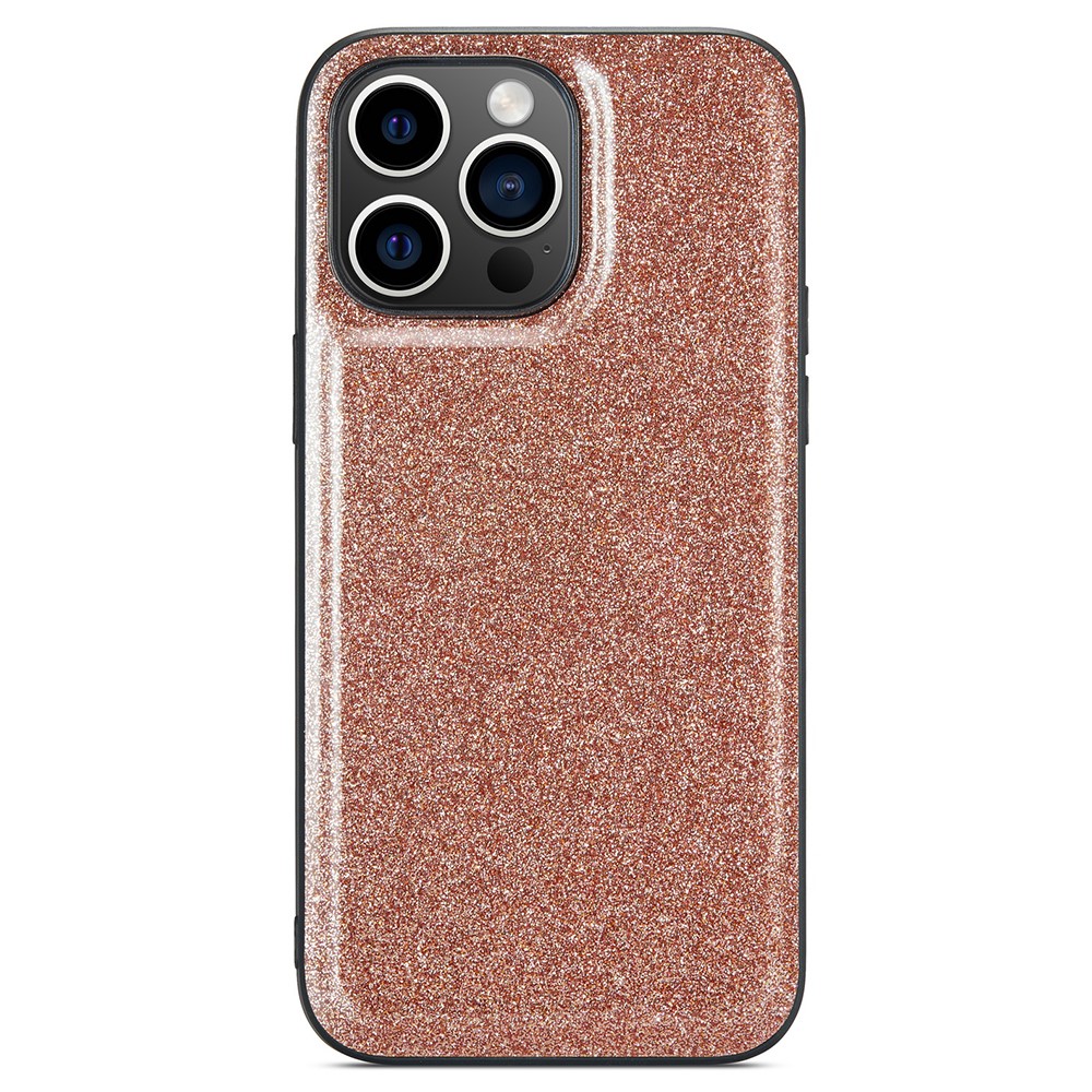 DG.MING iPhone 15 Pro Skal Läder Glitter Guld