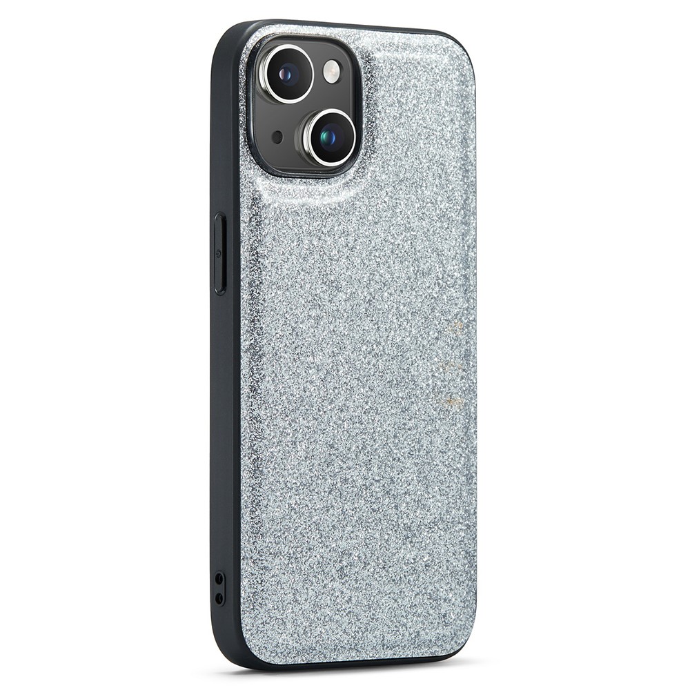 DG.MING iPhone 14 Skal Lder Glitter Silver