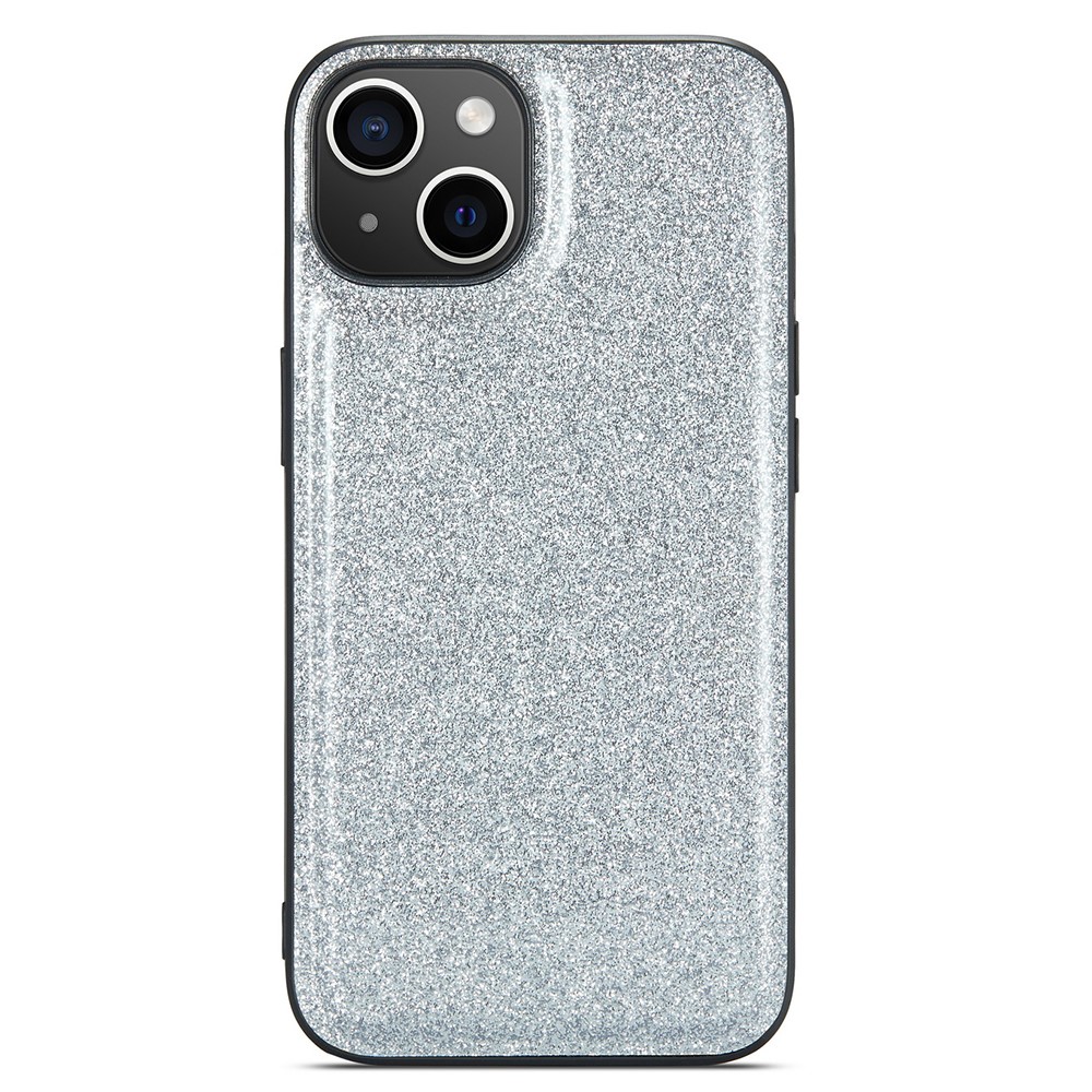 DG.MING iPhone 14 Skal Lder Glitter Silver