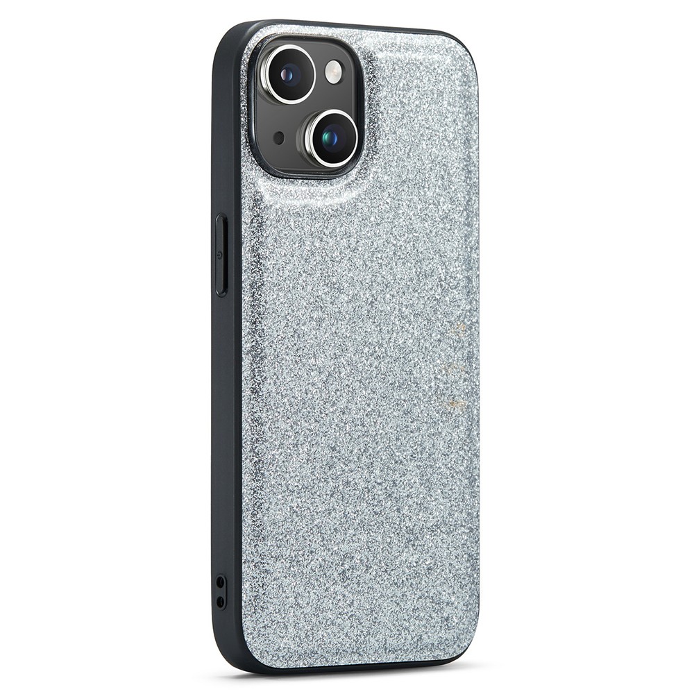 DG.MING iPhone 15 Skal Läder Glitter Silver