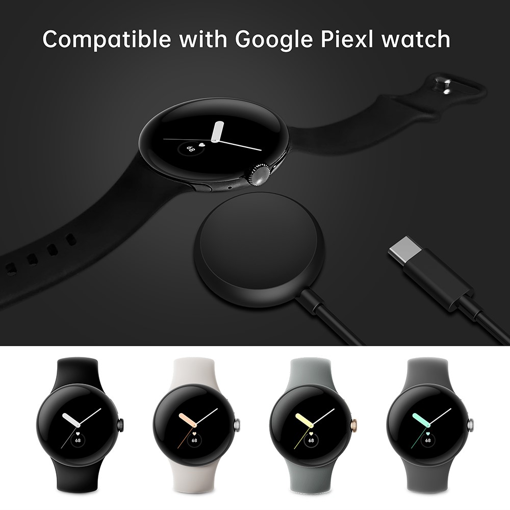 1m Magnetisk USB-C Laddare Google Pixel Watch Svart