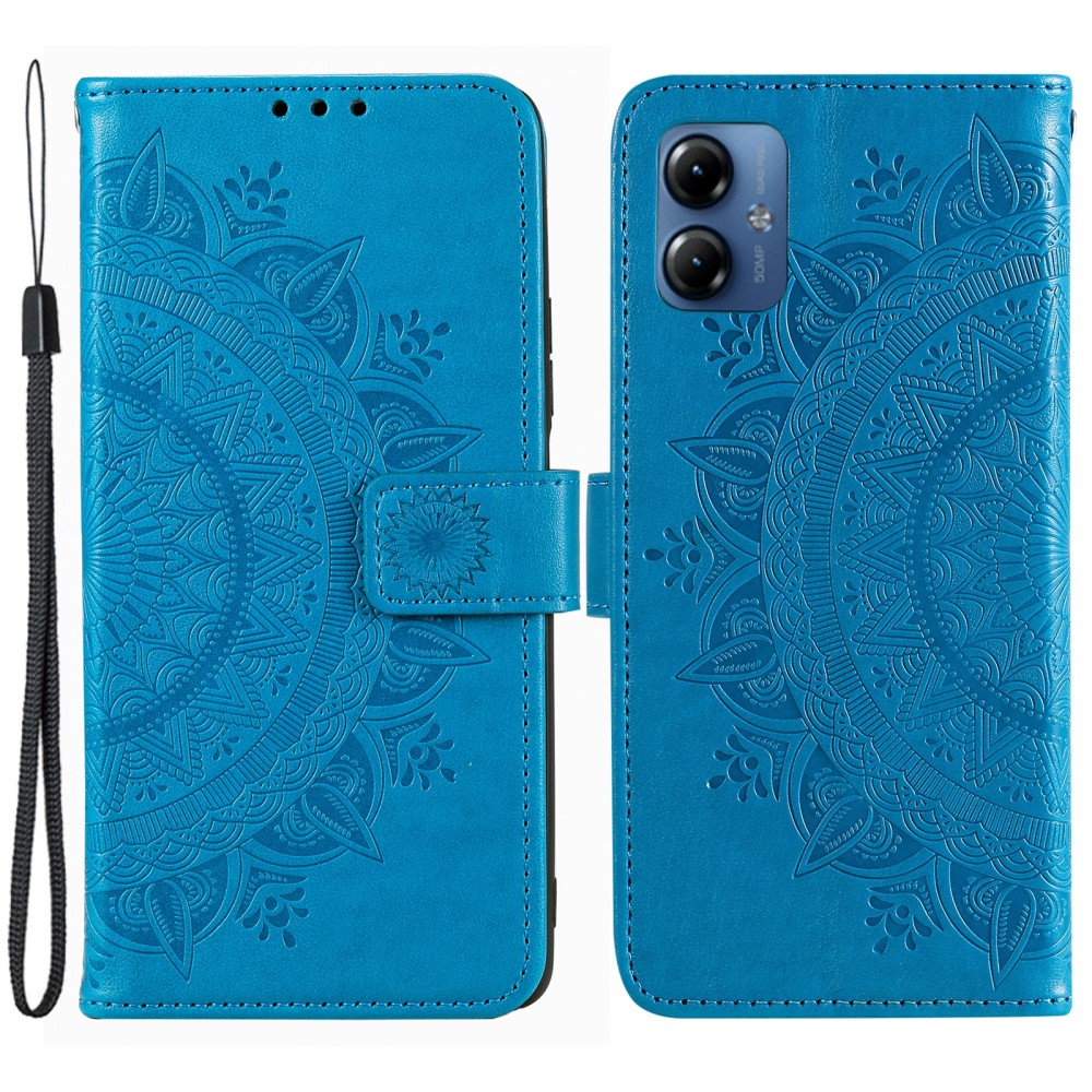 Motorola Moto G54 5G Fodral Mandala Läder Blå