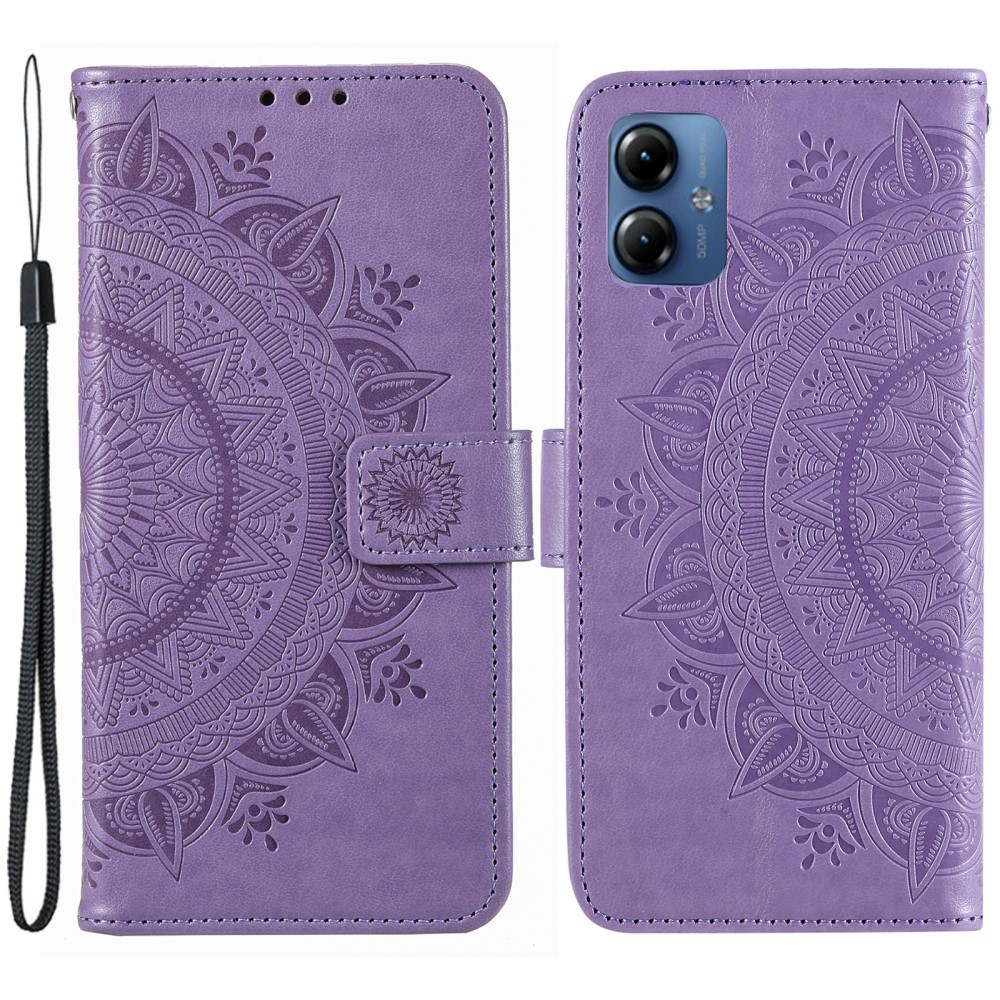 Motorola Moto G54 5G Fodral Mandala Läder Lila