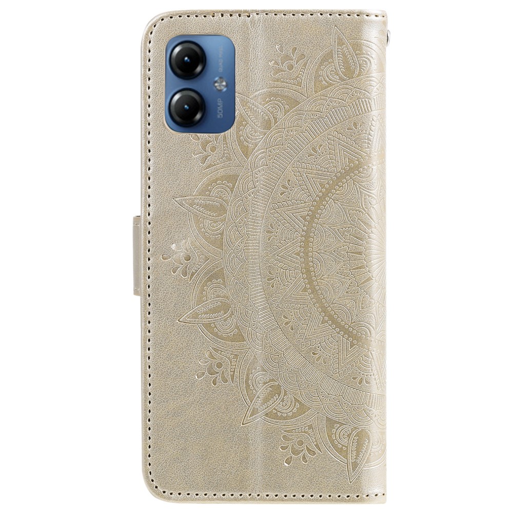 Motorola Moto G54 5G Fodral Mandala Lder Guld