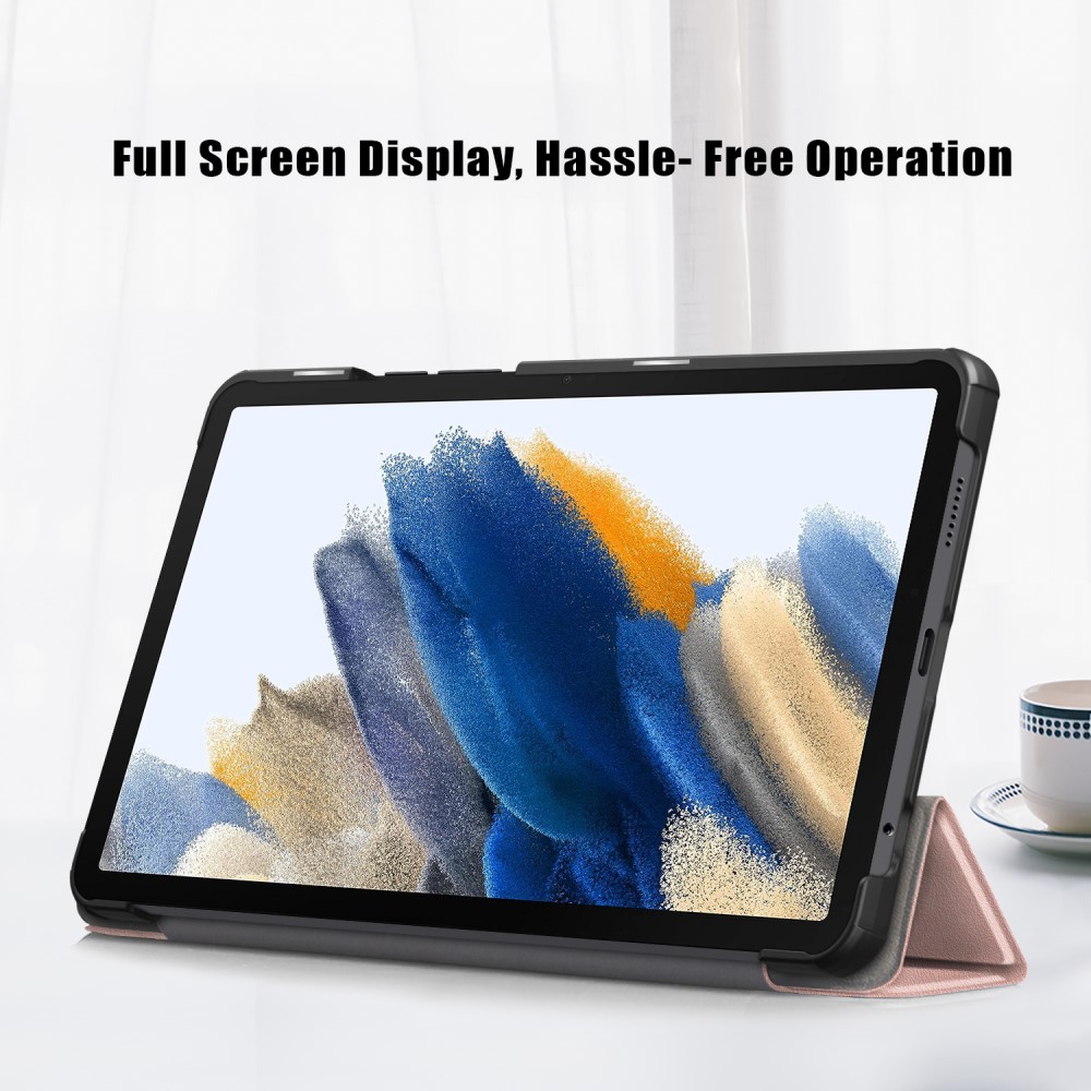 Samsung Galaxy Tab A9 Fodral Tri-Fold PU Lder Rosguld