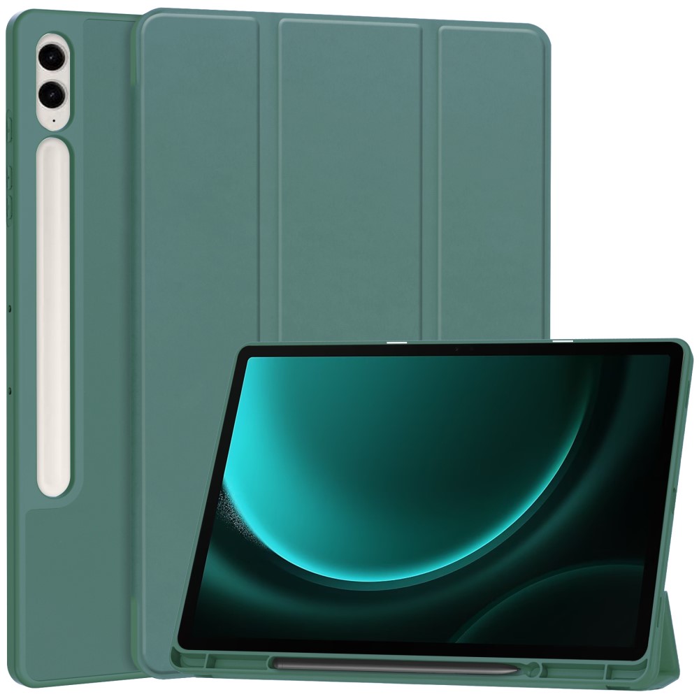 Galaxy Tab S9 FE Plus Fodral Tri-Fold Pennhllare Svartgrn