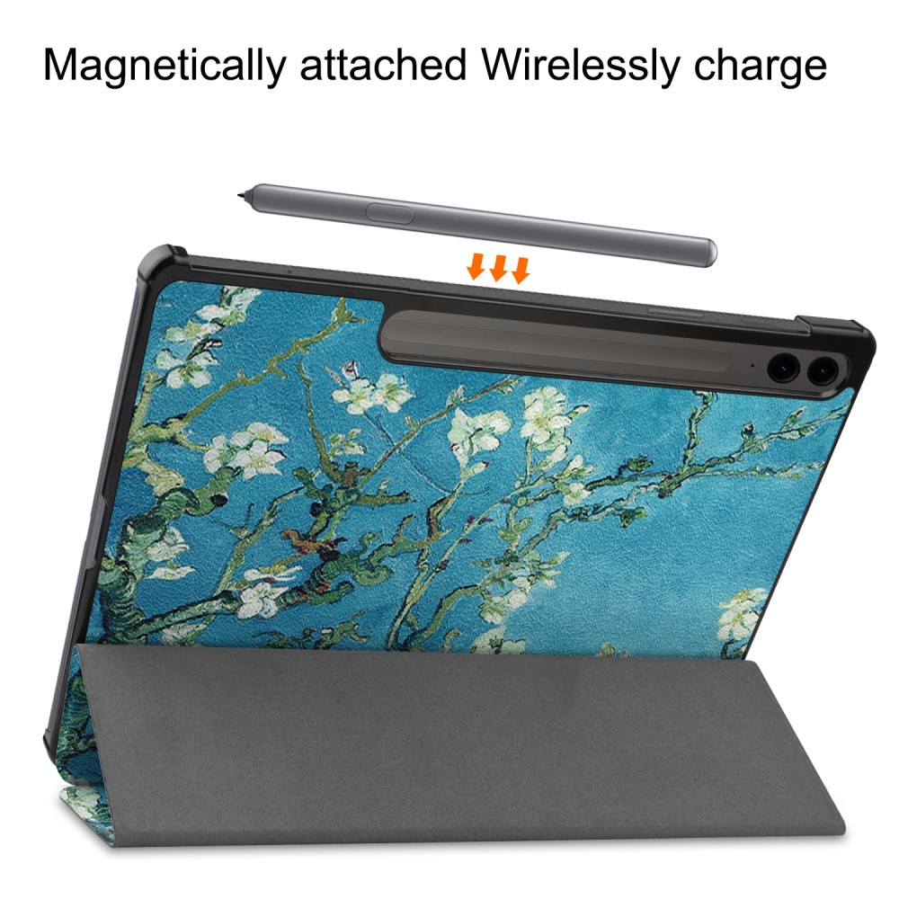 Galaxy Tab S9 FE Plus Fodral Tri-Fold Lder Peach Blossom