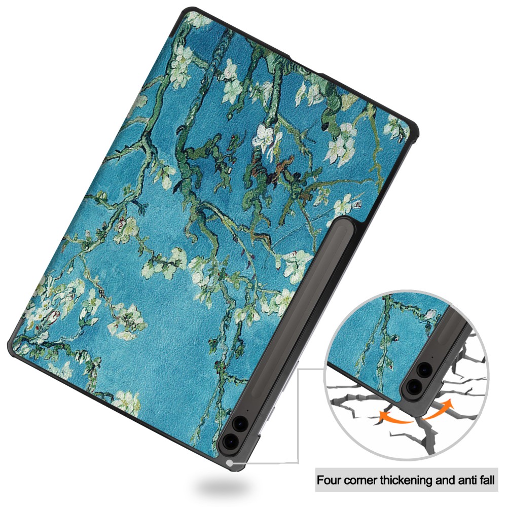 Galaxy Tab S9 FE Plus Fodral Tri-Fold Lder Peach Blossom