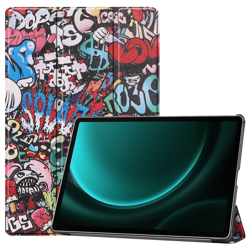 Galaxy Tab S9 FE Plus Fodral Tri-Fold Lder Graffiti