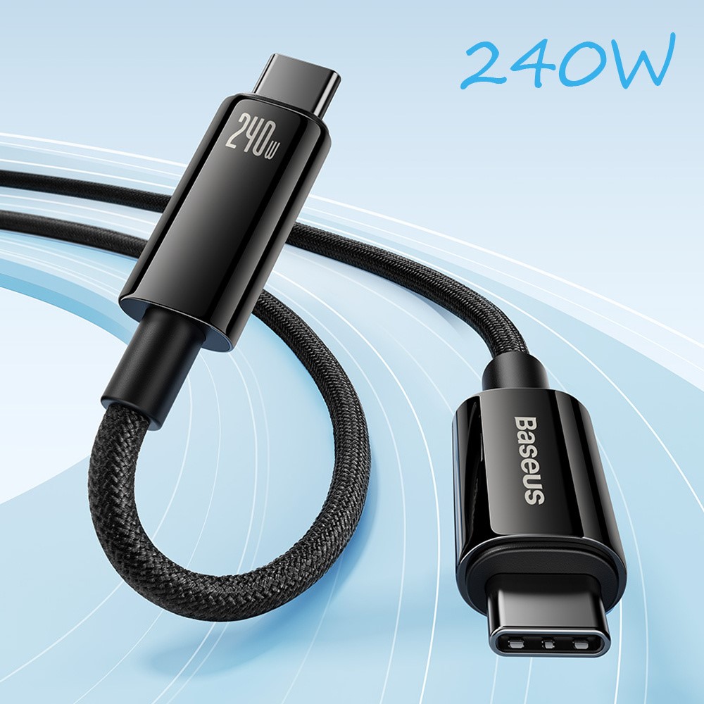 Baseus 1m 240W USB-C - USB-C Kabel Tungsten Gold Series Svart