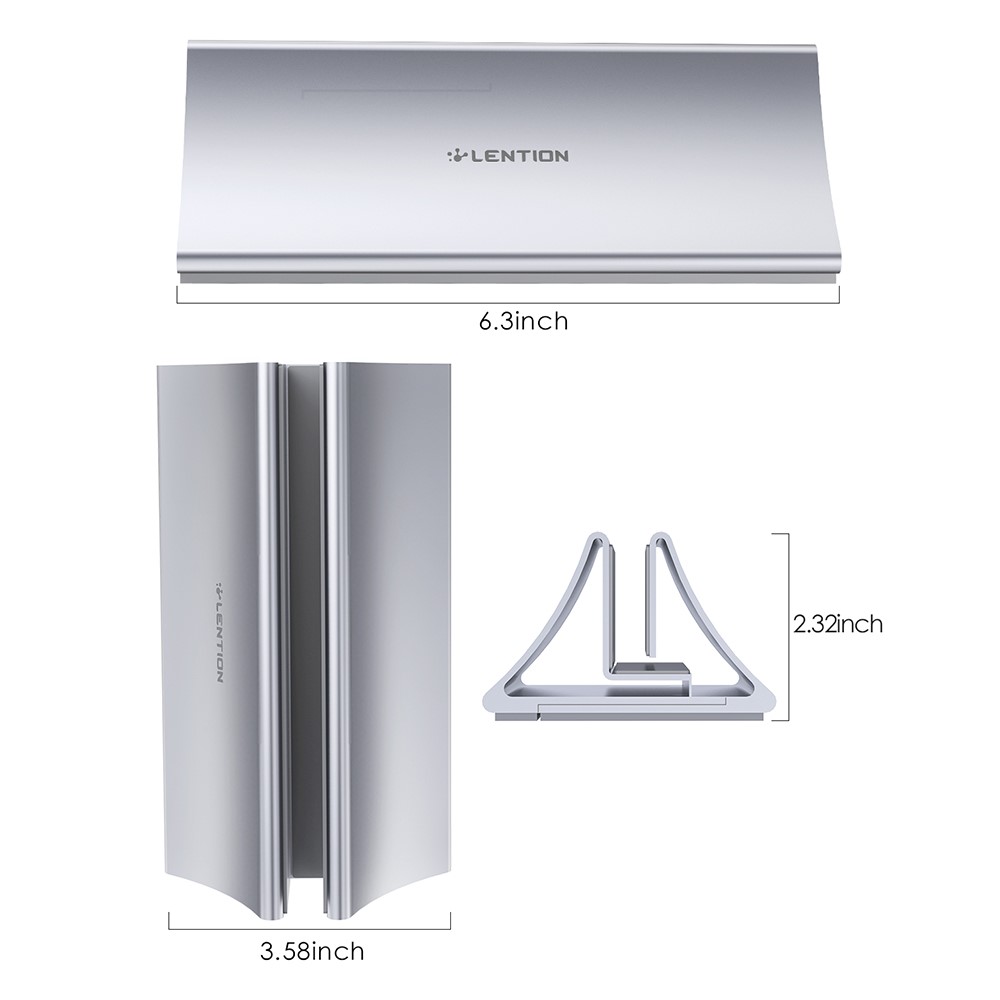 LENTION Universal Vertikal Aluminium Laptop Stativ Silver