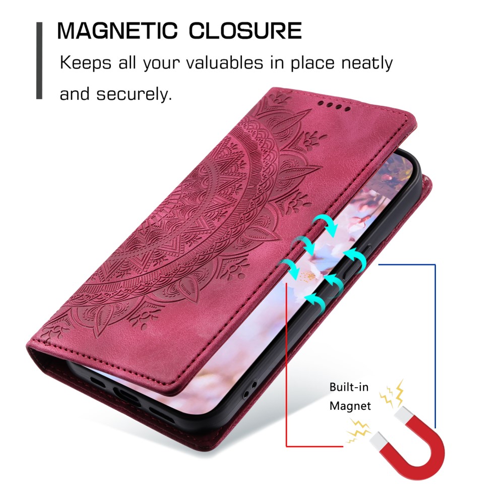Samsung Galaxy S24 Plus Fodral Flip Mandala Lder Rosa