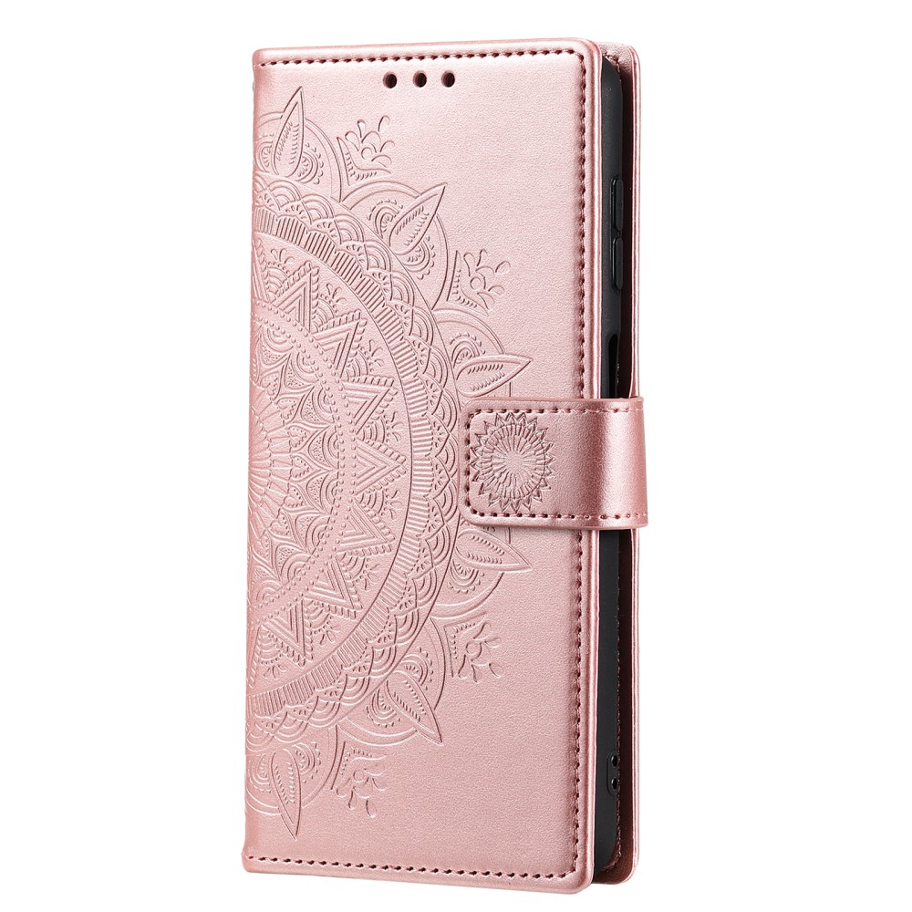 Samsung Galaxy S24 Fodral Mandala Läder Roséguld