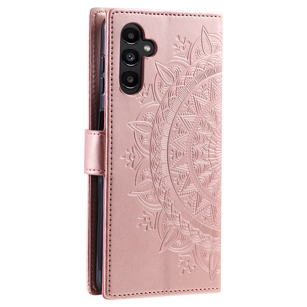 Samsung Galaxy S24 Fodral Mandala Läder Roséguld