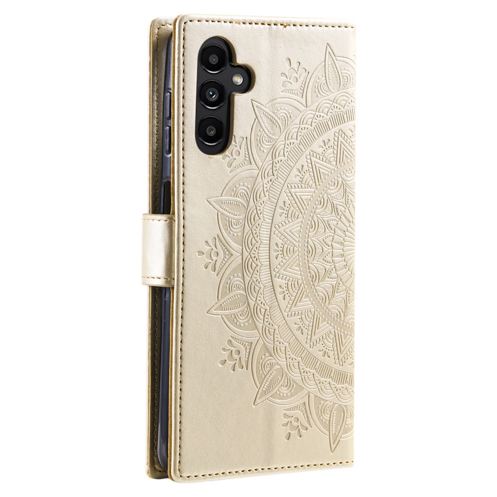 Samsung Galaxy S24 Fodral Mandala Lder Guld