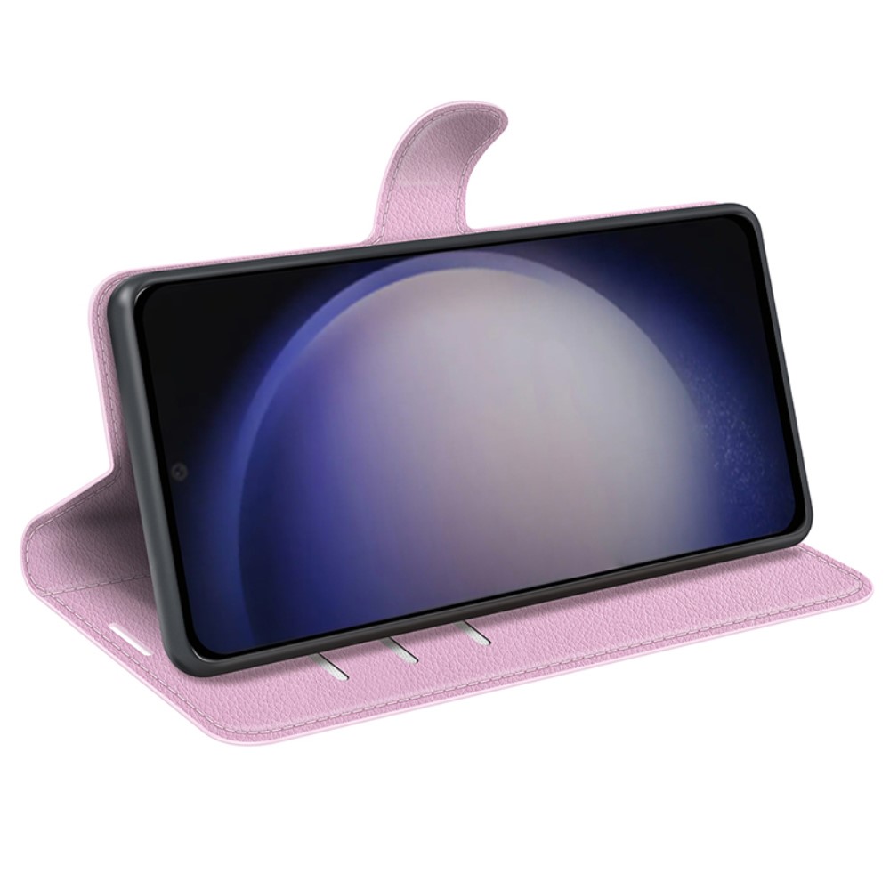 Samsung Galaxy S24 Fodral Litchi Lder Ljus Rosa