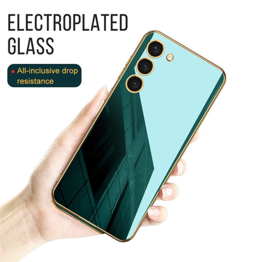 GKK Galaxy S24 Skal Hrdat Glas Electroplate Vit