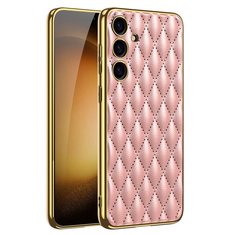 GKK Galaxy S24 Skal Diamond Hybrid Lder Ljus Rosa