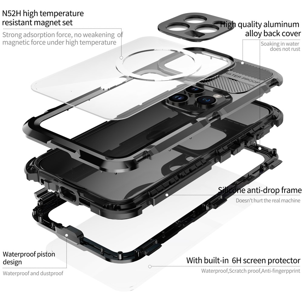 ShellBox iPhone 15 Pro Max MagSafe IP68 Aluminium Vattentt Skal