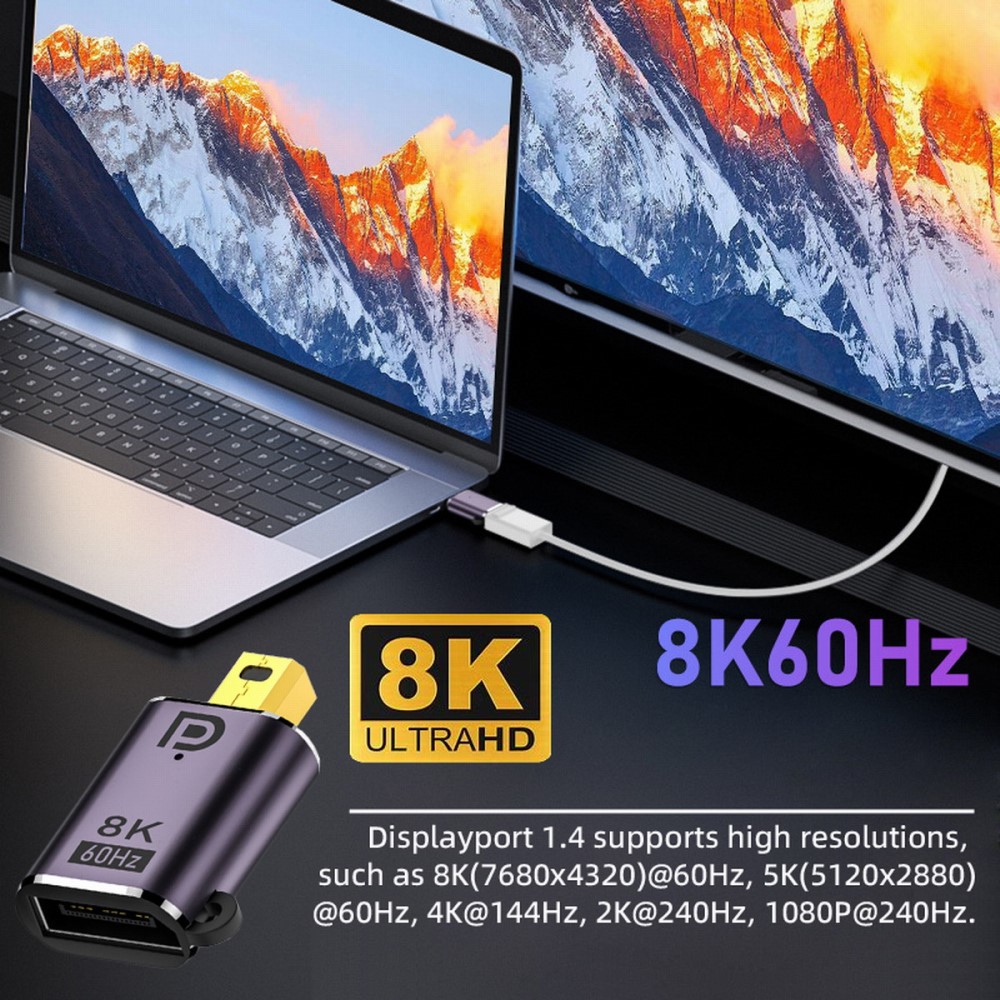DP DisplayPort till Mini DisplayPort 1.4 Adapter 8K 60Hz Bl