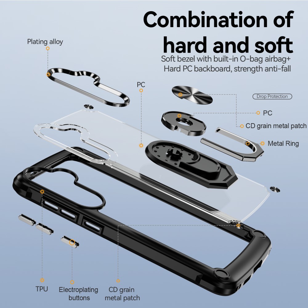 Samsung Galaxy S24 Skal Shockproof Ring Hybrid Svart