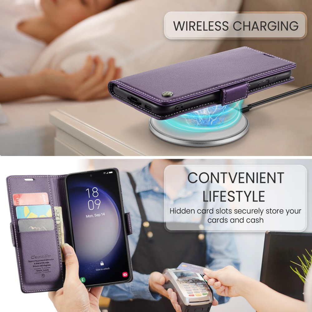 CASEME Galaxy S24 Plus Fodral RFID Lder Lila