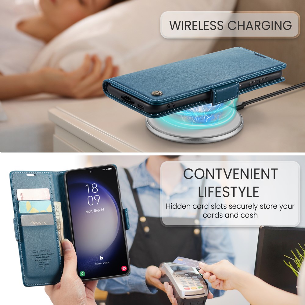 CASEME Galaxy S24 Plus Fodral RFID Lder Bl