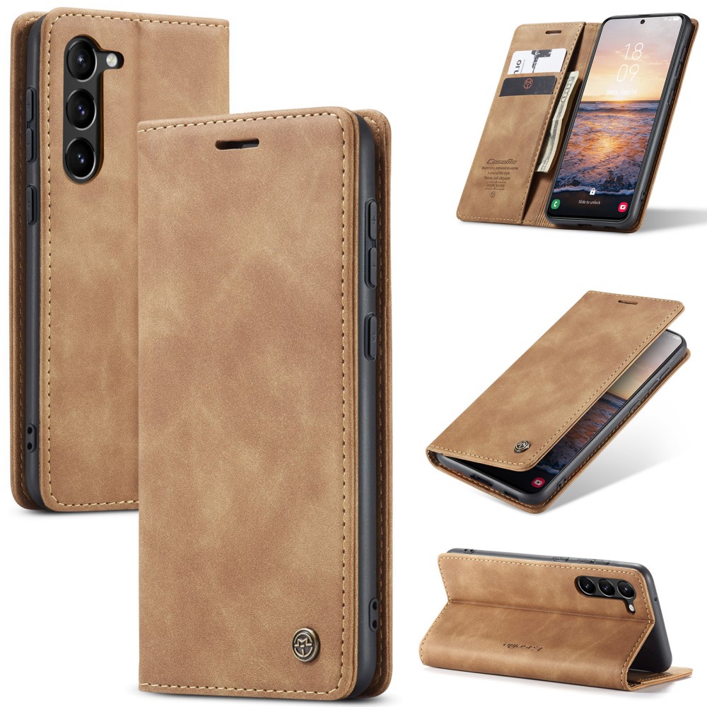 CASEME Galaxy S24 Plus Fodral Flip Retro Lder Brun