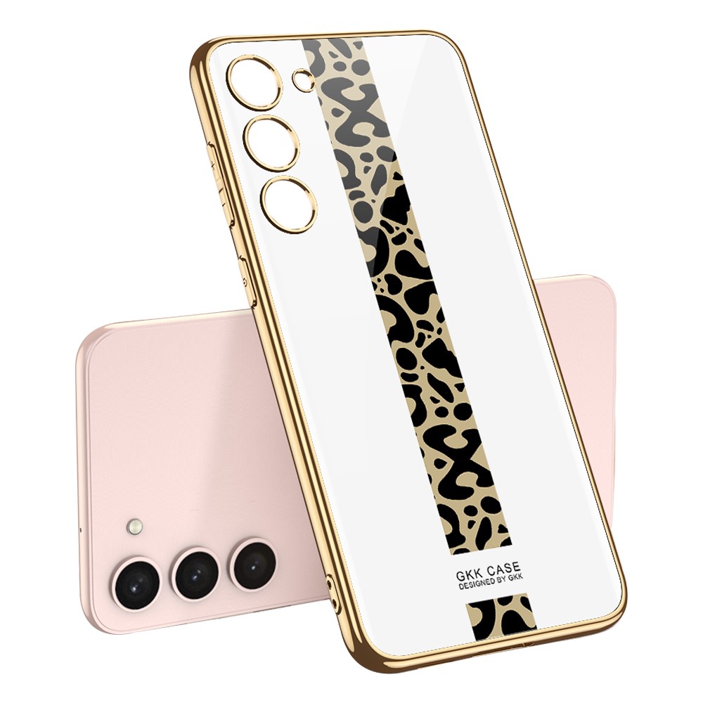 GKK Galaxy S24 Plus Skal Härdat Glas Electroplate Leopard