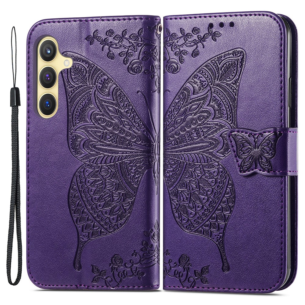 Samsung Galaxy S24 Plus Fodral Big Butterfly Mrk Lila