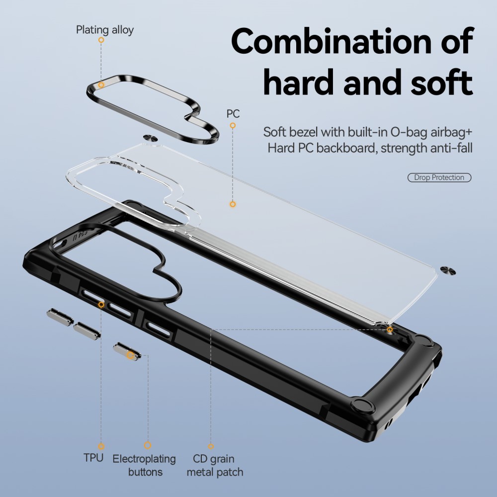 Galaxy S24 Ultra Skal Shockproof Hybrid Armor Svart