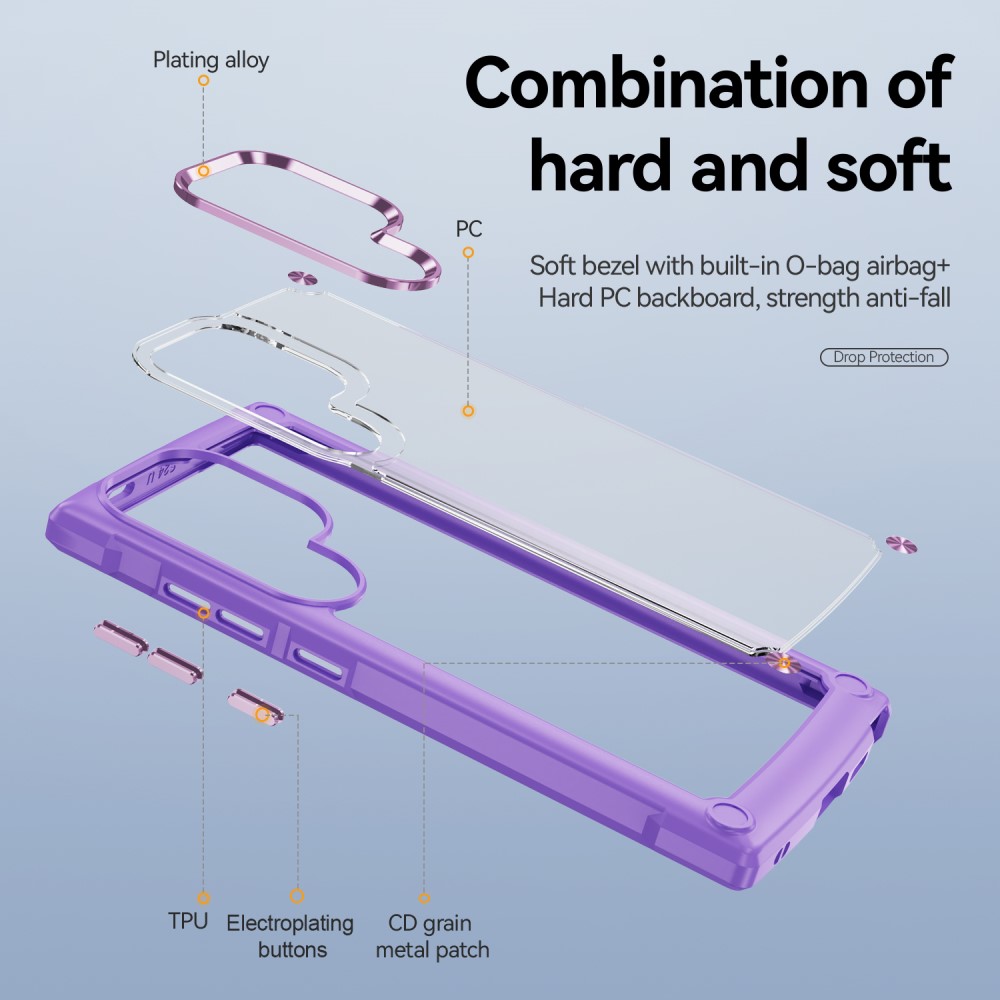 Galaxy S24 Ultra Skal Shockproof Hybrid Armor Lila