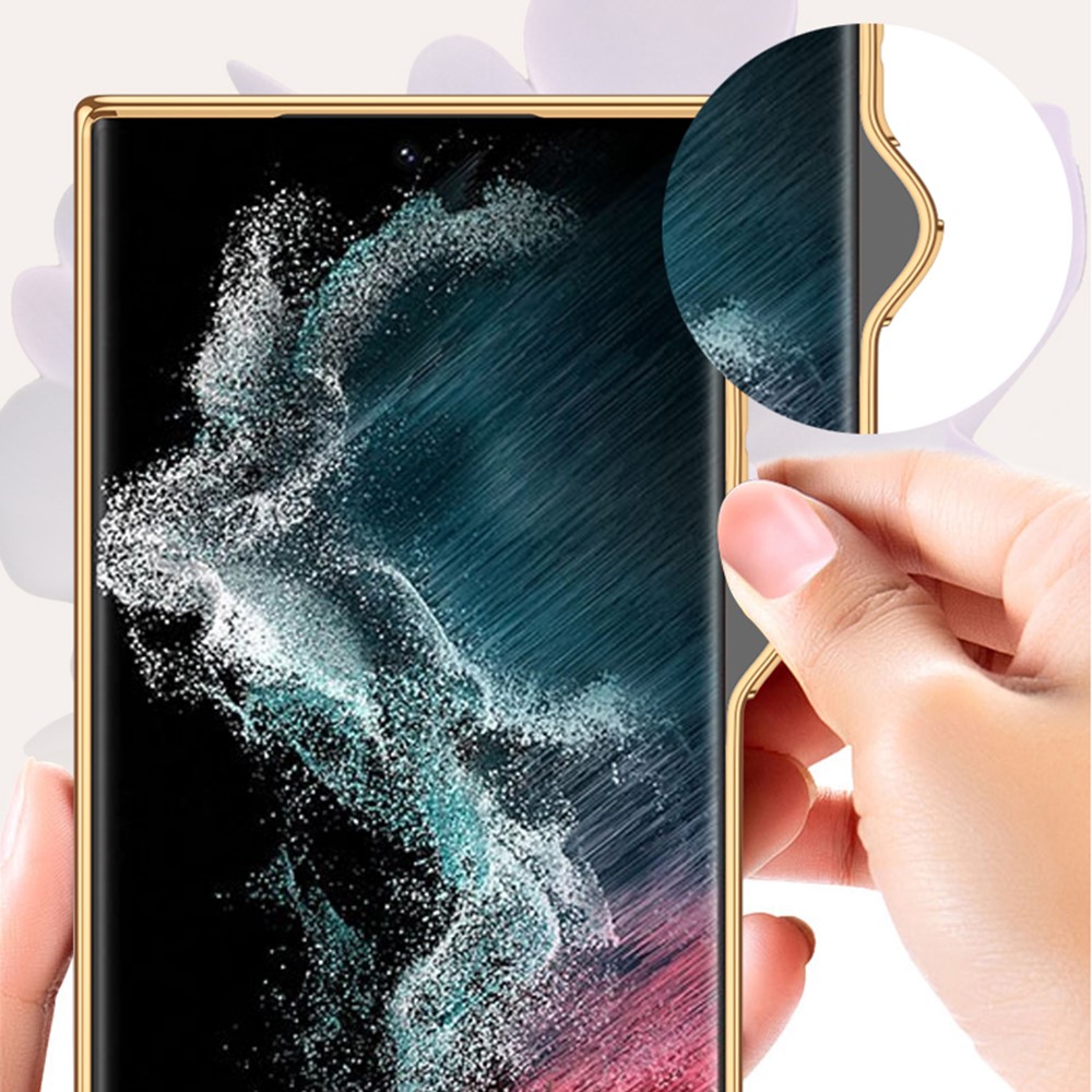 GKK Galaxy S24 Ultra Skal Härdat Glas Electroplate Marmor Champagne