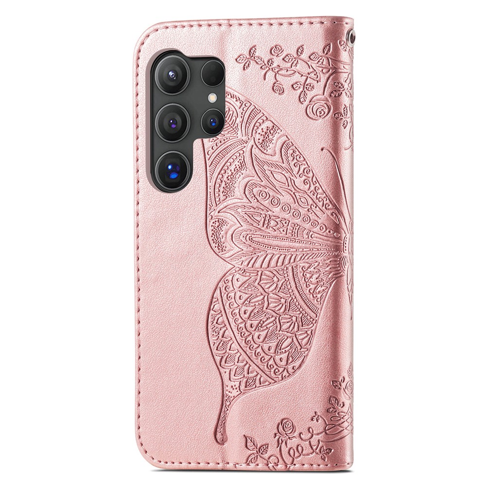 Samsung Galaxy S24 Ultra Fodral Big Butterfly Roséguld