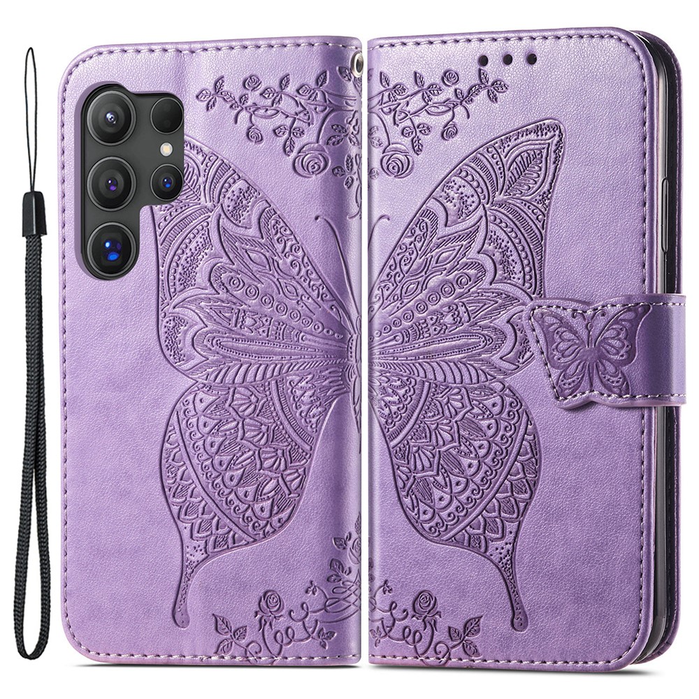 Samsung Galaxy S24 Ultra Fodral Big Butterfly Ljus Lila