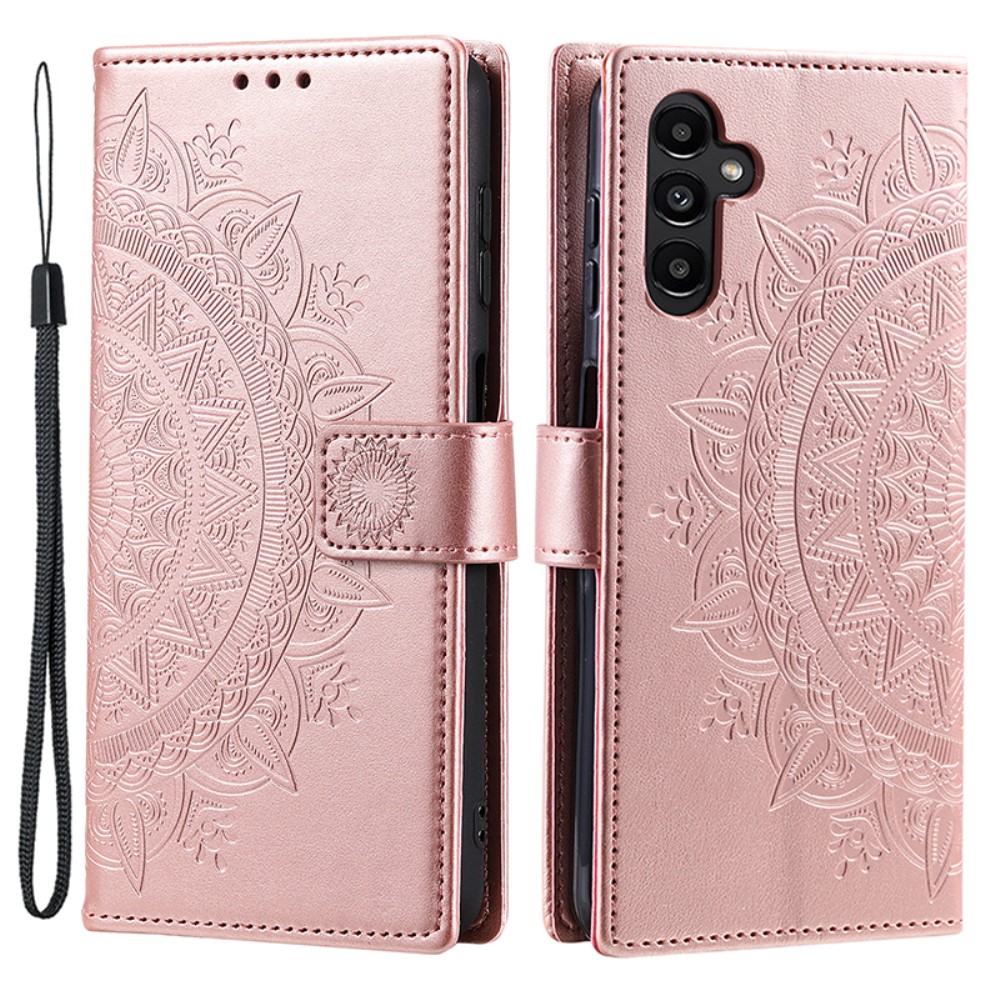 Samsung Galaxy A35 5G Fodral Mandala Läder Roséguld