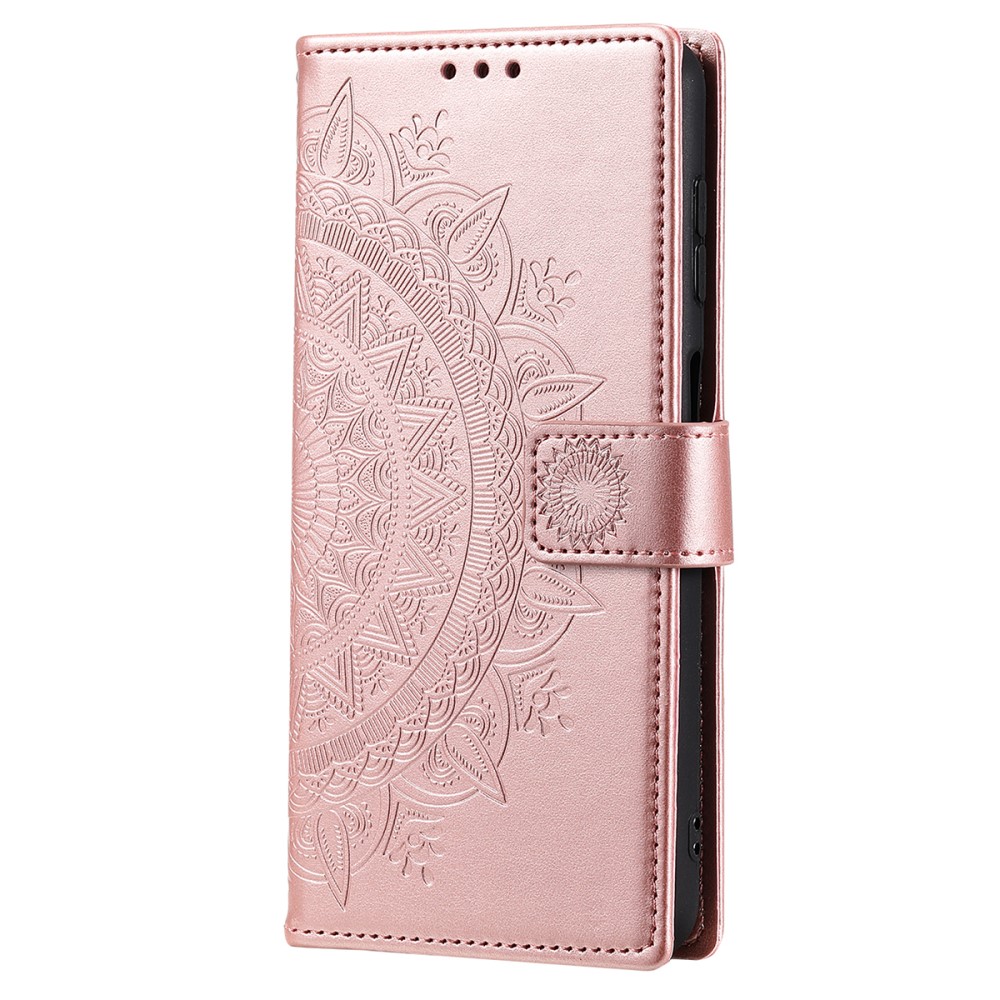 Samsung Galaxy A35 5G Fodral Mandala Läder Roséguld