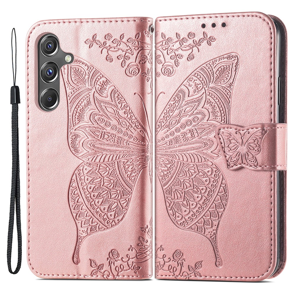 Samsung Galaxy A15 5G Fodral Big Butterfly Rosguld