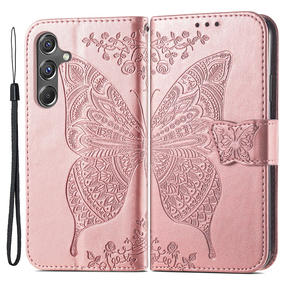 Samsung Galaxy A15 5G Fodral Big Butterfly Roséguld