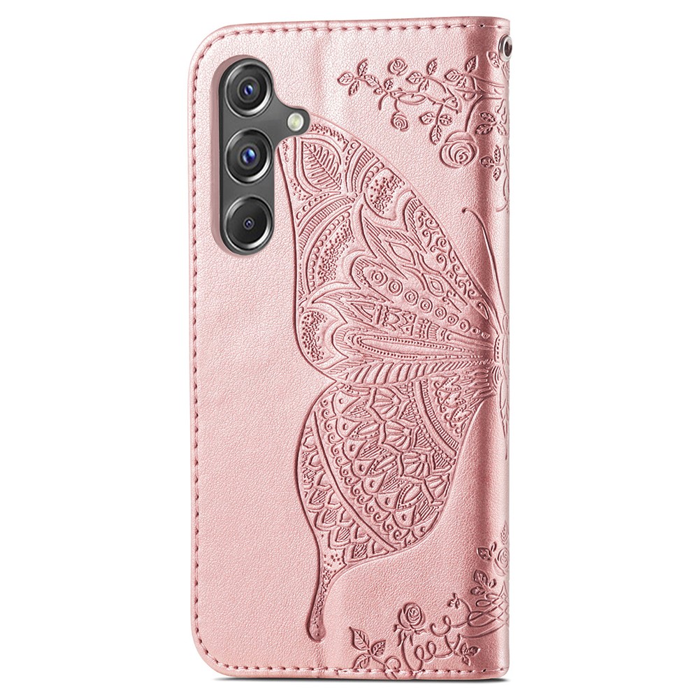 Samsung Galaxy A15 5G Fodral Big Butterfly Rosguld