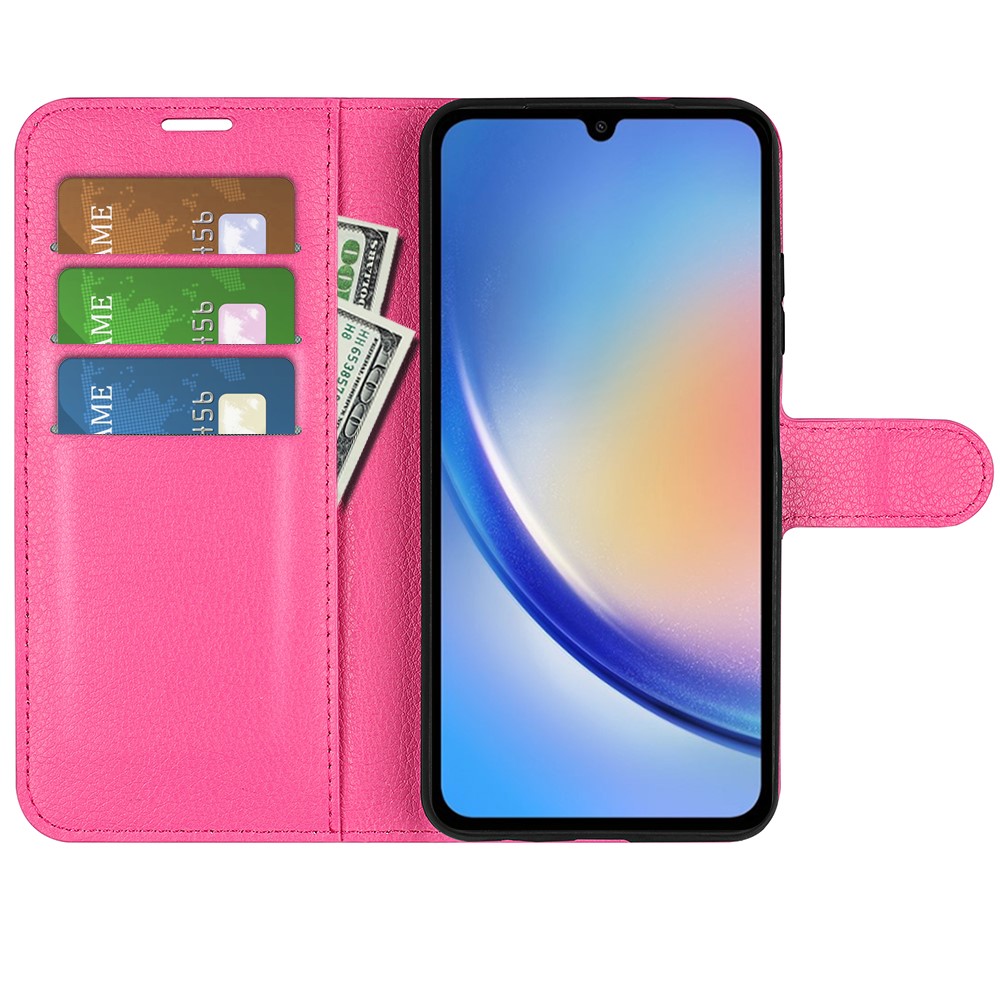 Samsung Galaxy A35 5G Fodral Läder Litchi Rosa