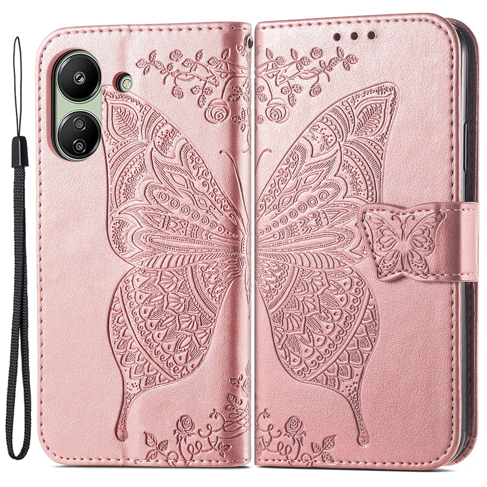 Xiaomi Redmi 13C 4G Fodral Big Butterfly Roséguld