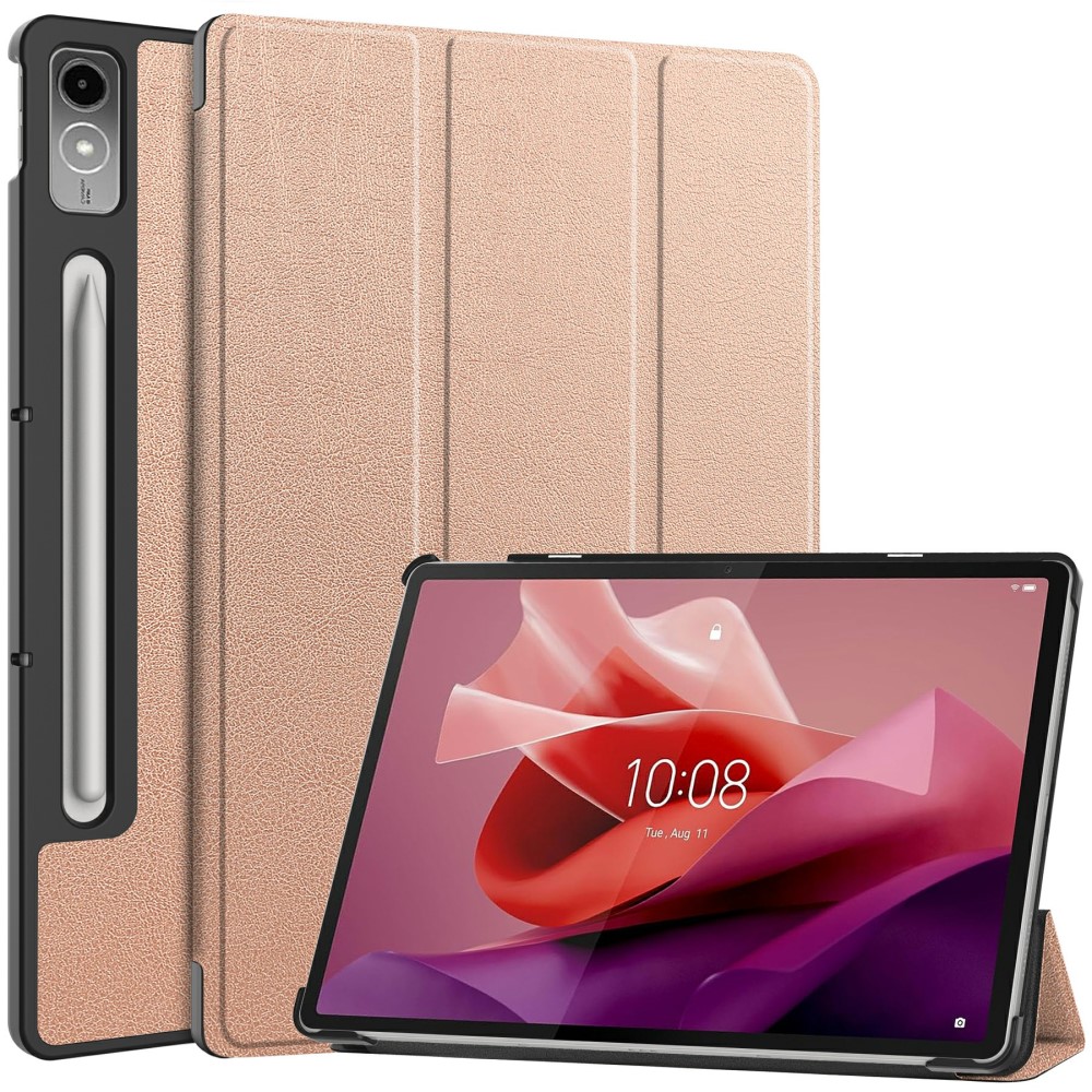 Lenovo Tab P12 Fodral Tri-Fold Läder Roséguld