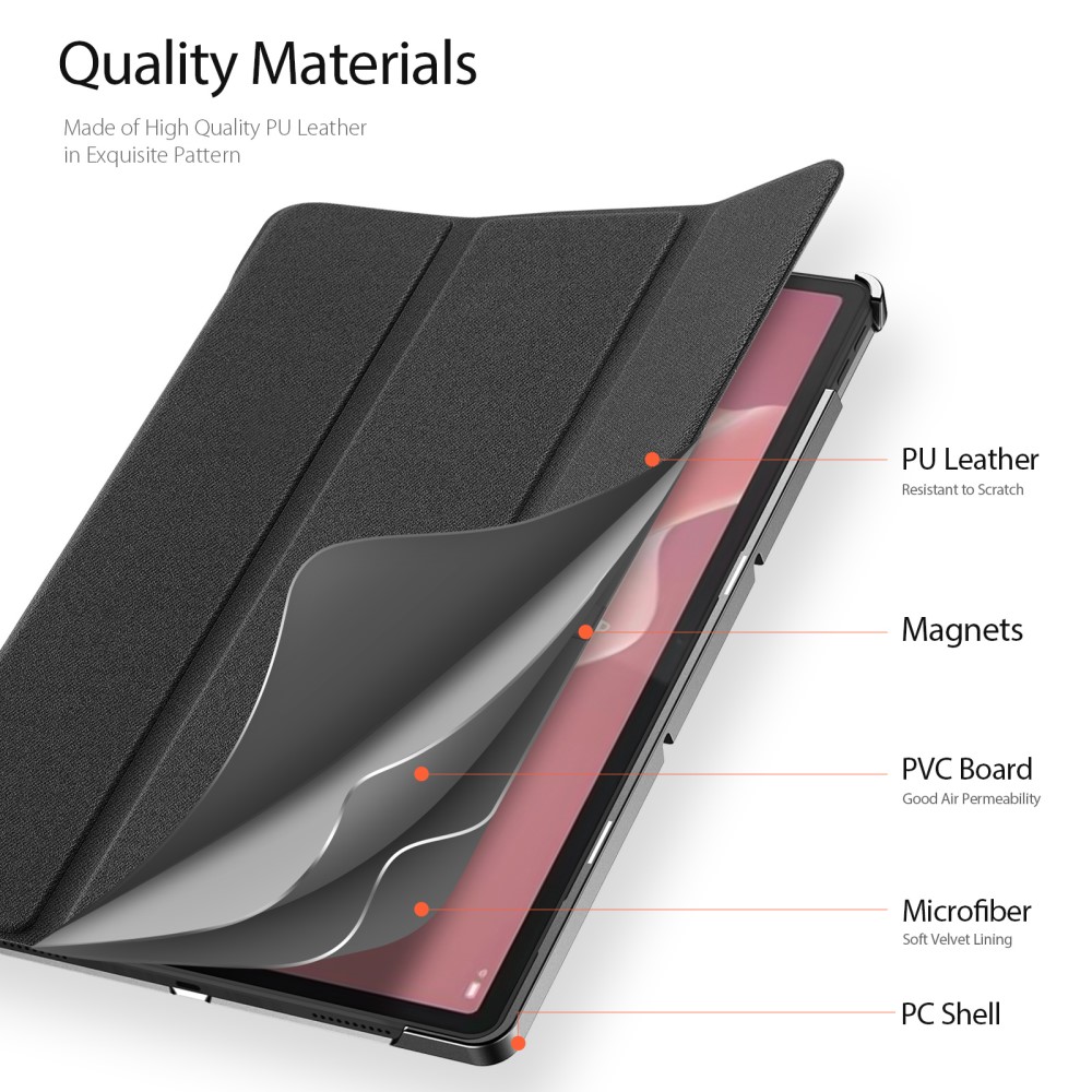 DUX DUCIS Lenovo Tab P12 Fodral DOMO Tri-Fold Läder Svart