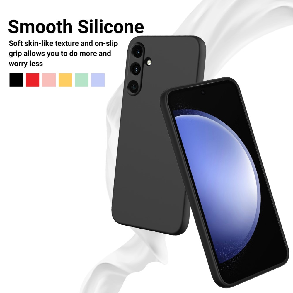 Galaxy A55 5G Skal Liquid Silicone Med Snodd Svart